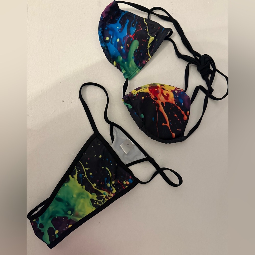 NWOT Colorful Splash Bikini Set
